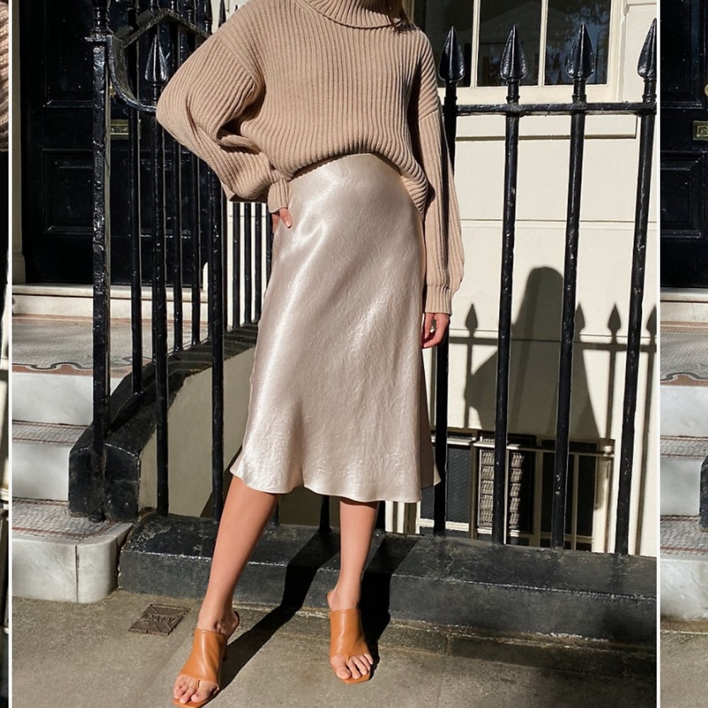 Aritzia silk slip skirt